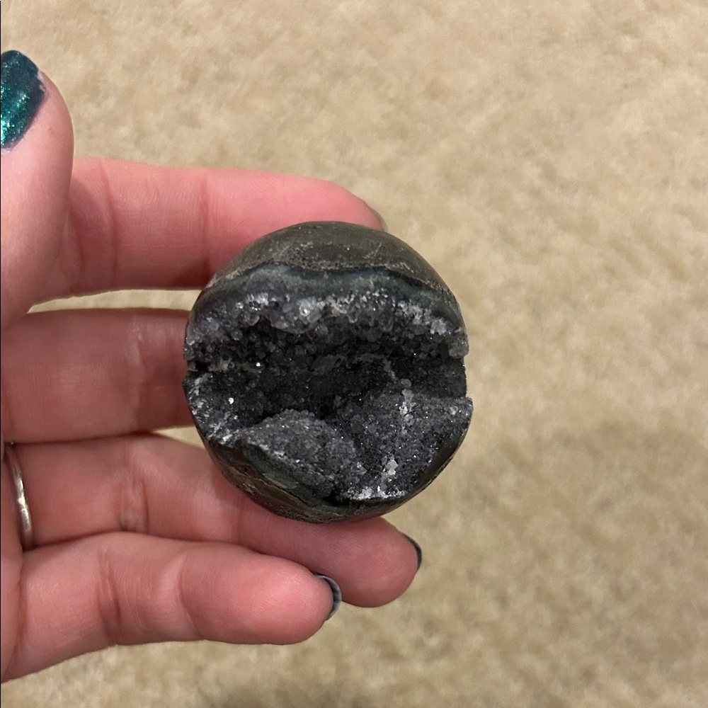 Black Amethyst Natural Geode sphere - Picture 3 of 7